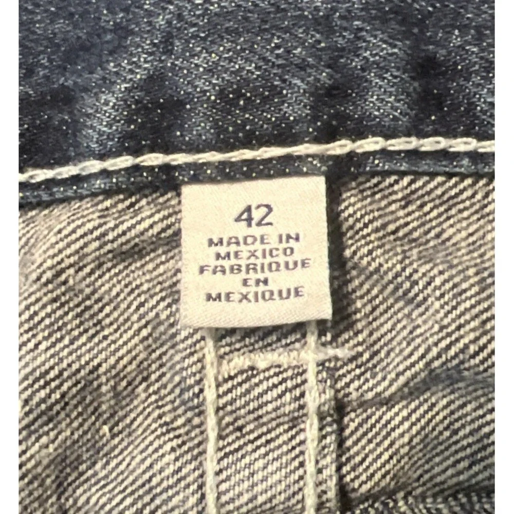 True Religion World Tour Dark Wash Straight Leg Distressed Jeans Sz 42 (44x34)